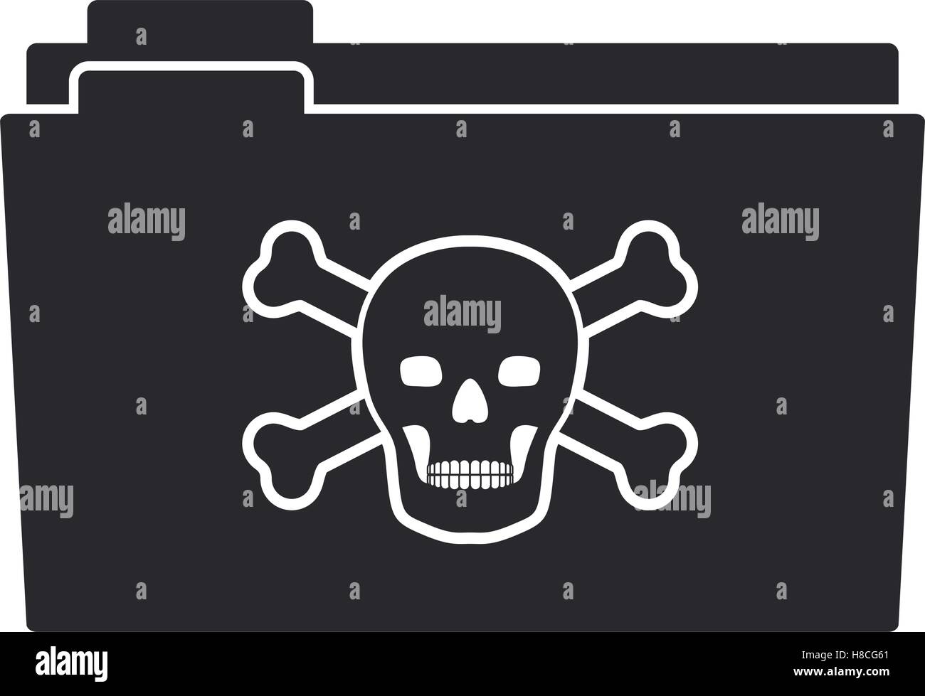 folder with skull with crossbones icon over white background.cyber ...