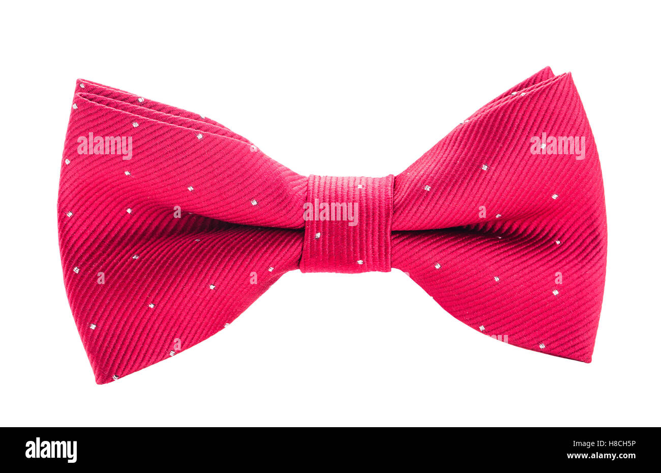 red with white polka dots bow tie isolated on white background Stock Photo