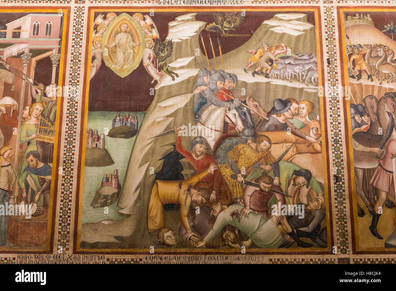 Medieval frescoes inside the Collegiate Church of San Gimignano, Tuscany, Italy Stock Photo