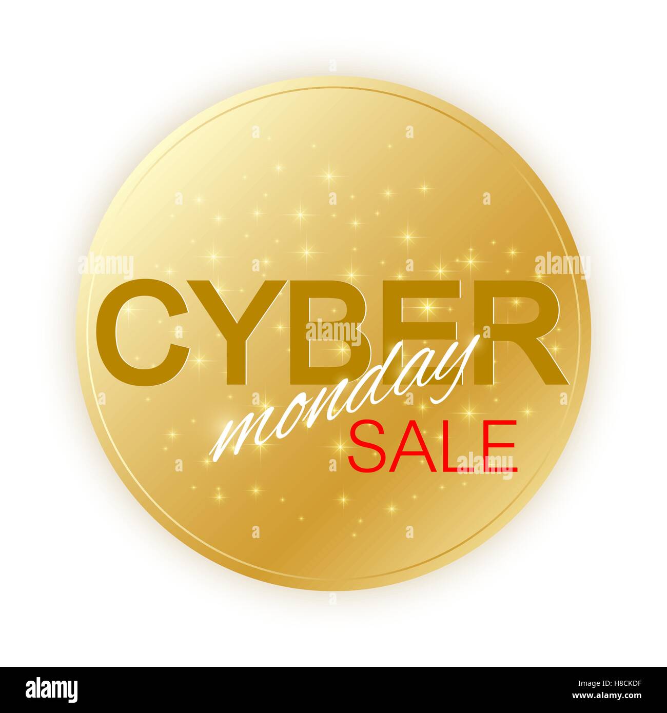 Cyber Monday Sale sign template. Promotional banner design. Golden