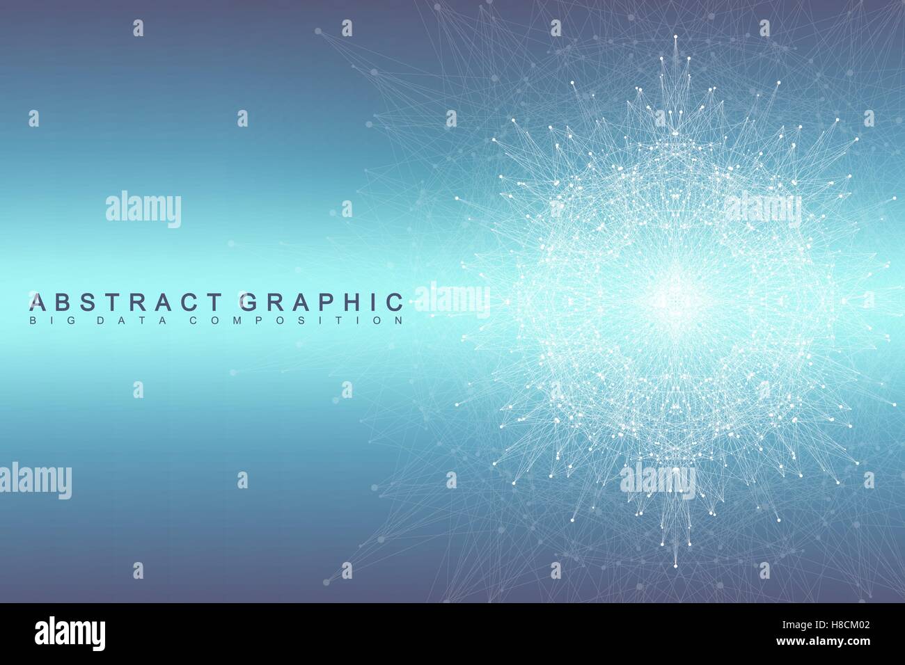 Big data complex. Graphic abstract background communication. Perspective backdrop of depth. Minimal array with compounds lines and dots. Digital data visualization. Big data vector illustration. Stock Vector