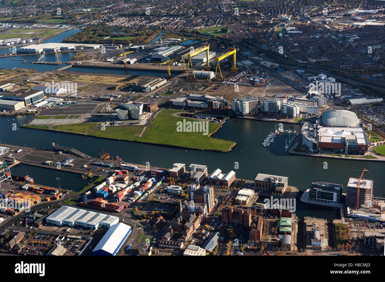 Aerial of Belfast City Center, Northern Ireland Stock Photo Alamy