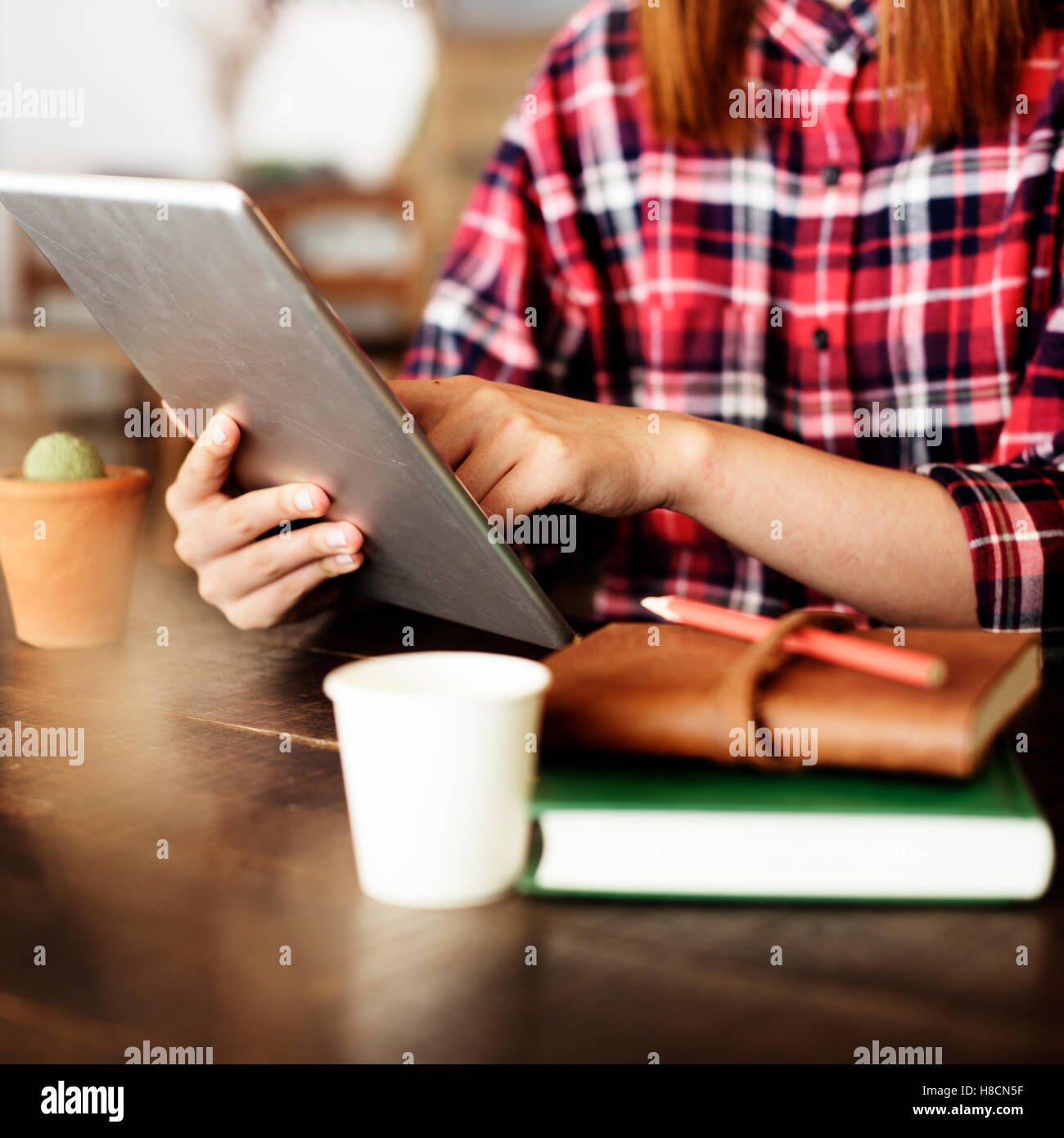 Girl Browsing Tablet Internet Concept Stock Photo - Alamy