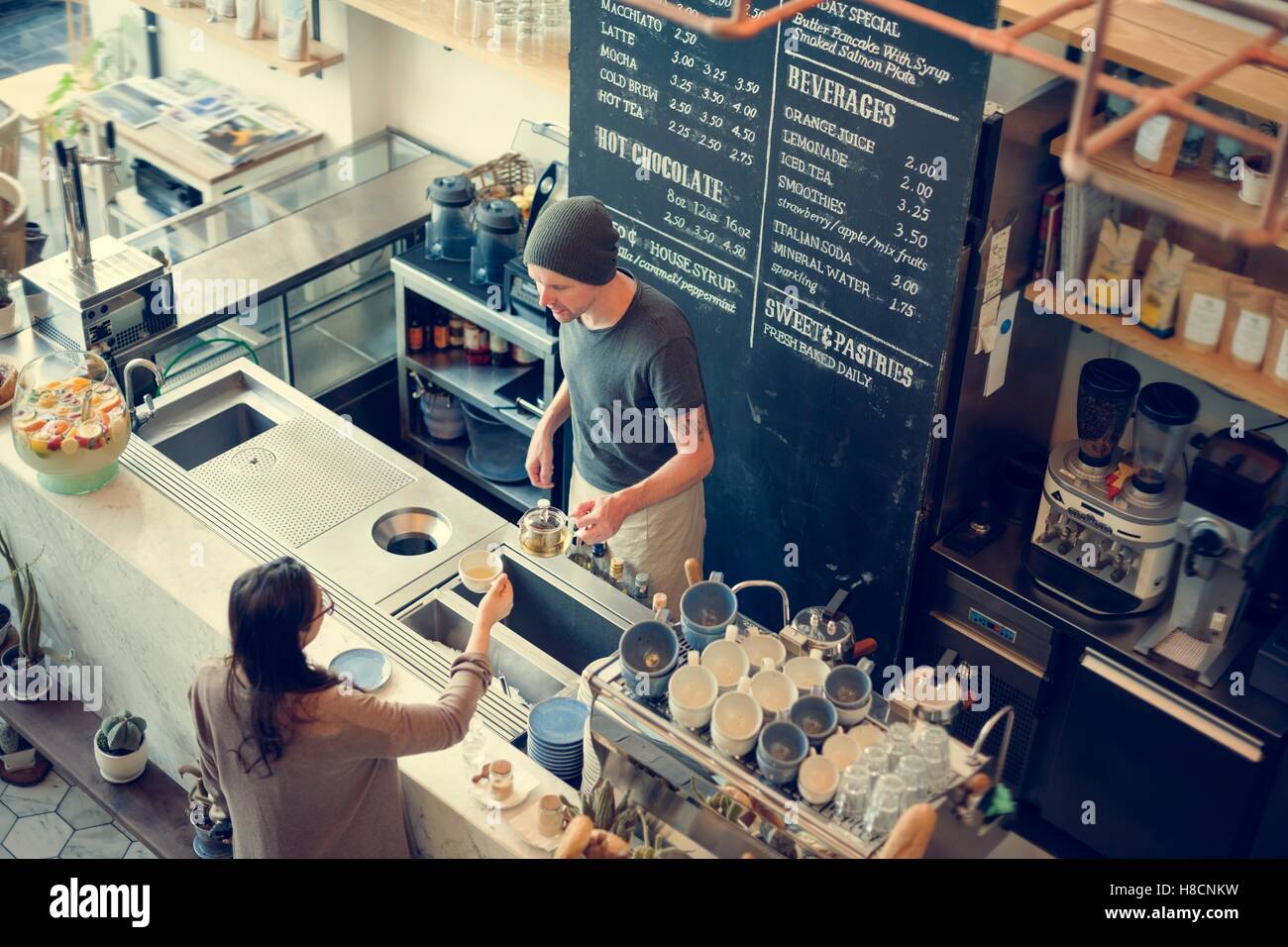 Coffee Shop Bar Counter Cafe Restaurant Relaxation Concept Stock Photo