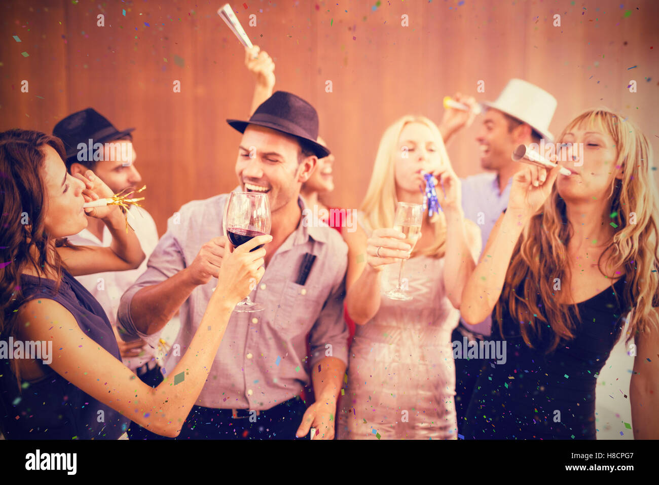 Composite image of cheerful friends having fun Stock Photo