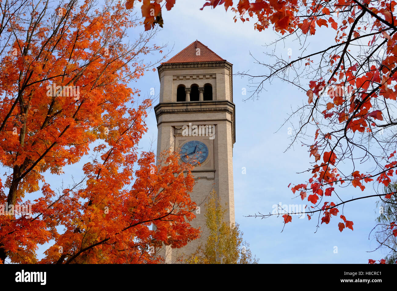The clock tower, Spokane Riverside Park, Washington, USA Stock Photo