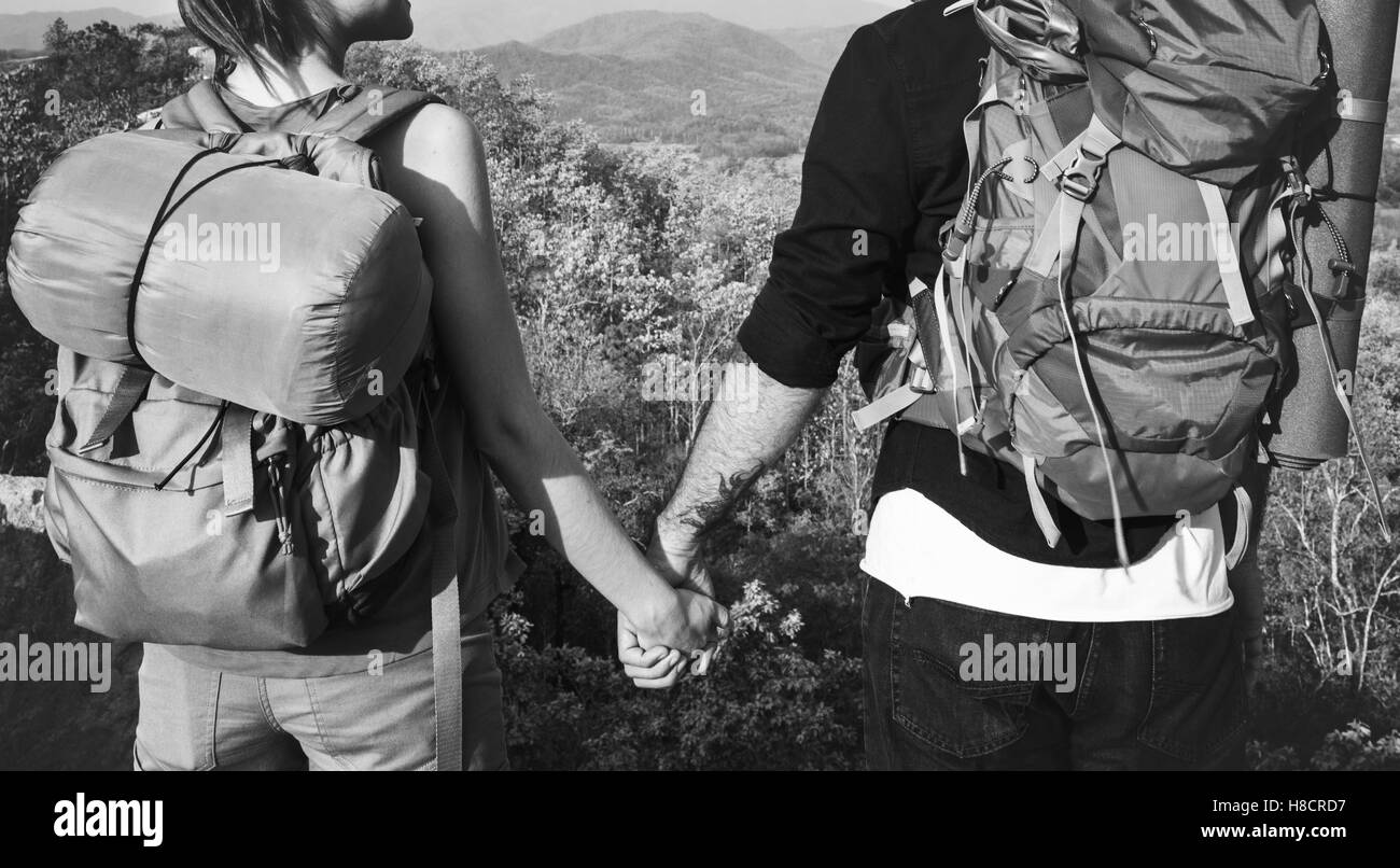 Travelers Couple Love Happiness Concept Stock Photo