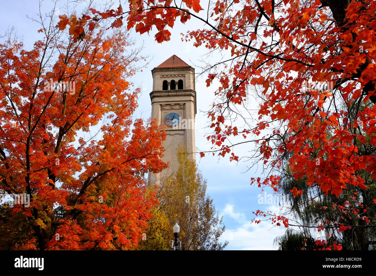 The clock tower, Spokane Riverside Park, Washington, USA Stock Photo