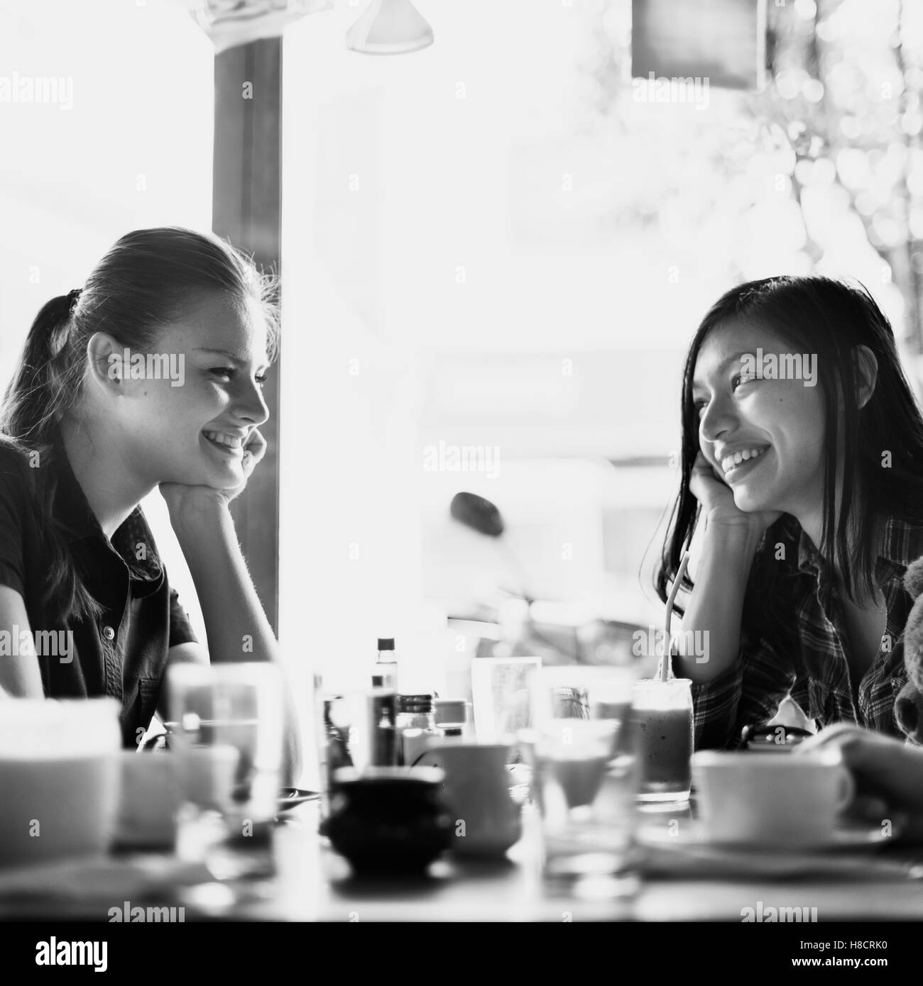 Group of friends drinking coffee Black and White Stock Photos & Images Alamy
