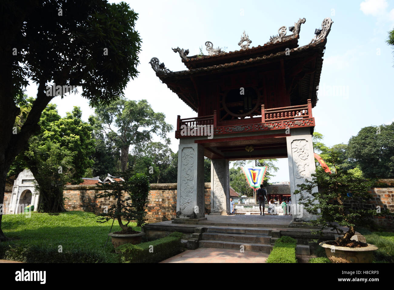 The second courtyard of Van Mieu - temple of confucius, popularly called temple of literature in Hanoi. Stock Photo