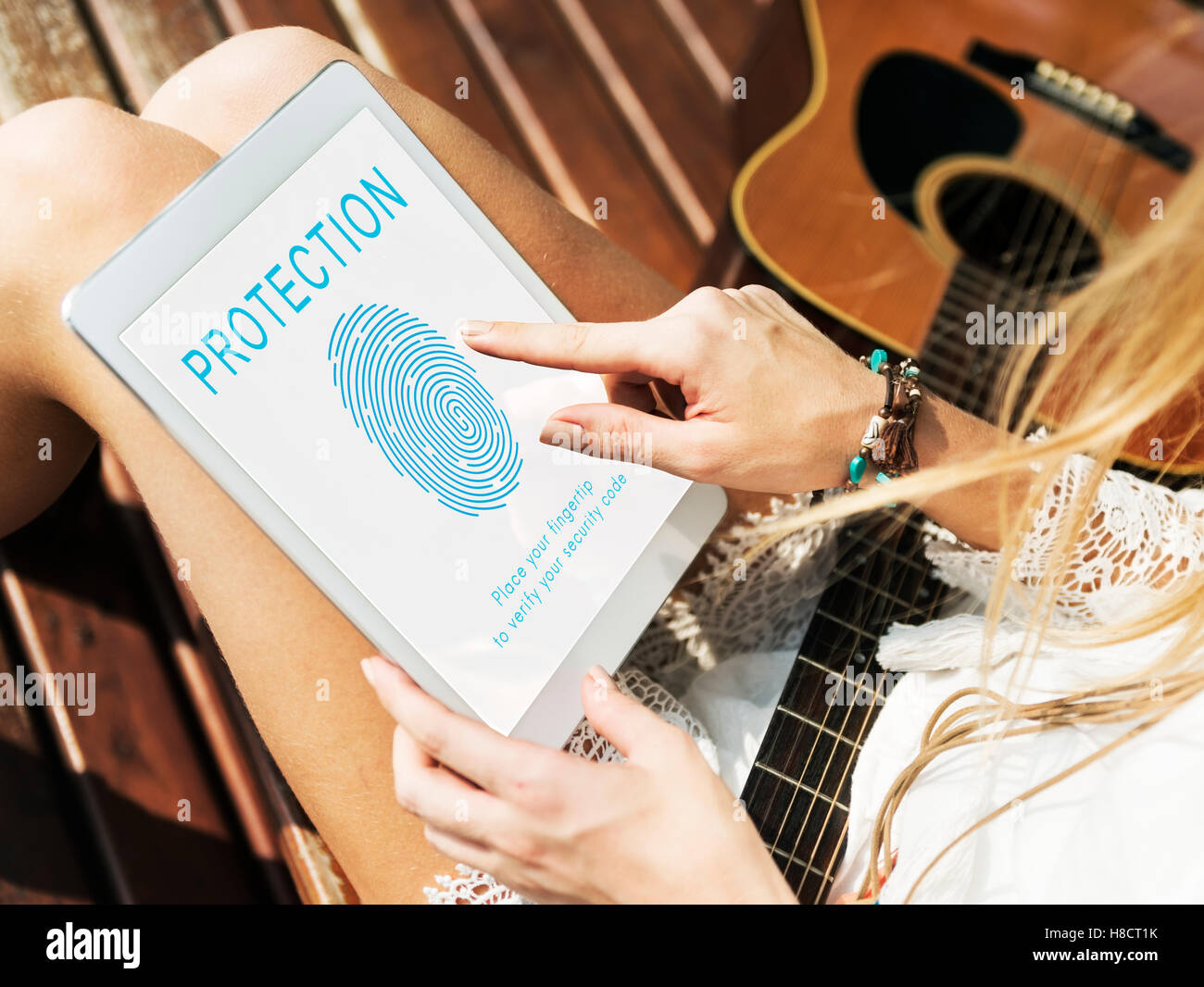 Fingerprint Password Biometrics Technology Concept Stock Photo
