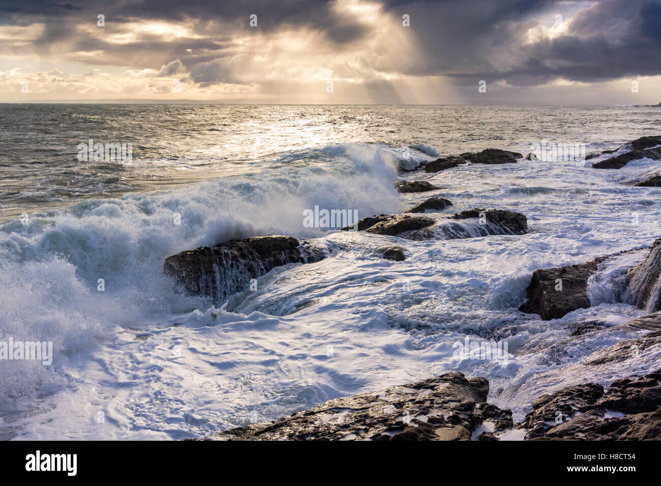 Stormy seas at Tarbat Ness Stock Photo