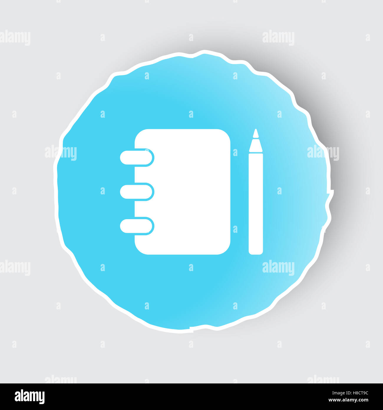 Blue app button with Note Book icon on white Stock Photo - Alamy