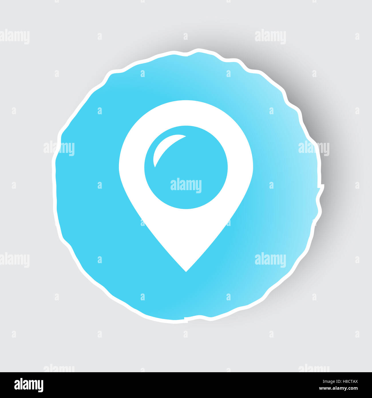 Blue app button with Place icon on white Stock Photo - Alamy