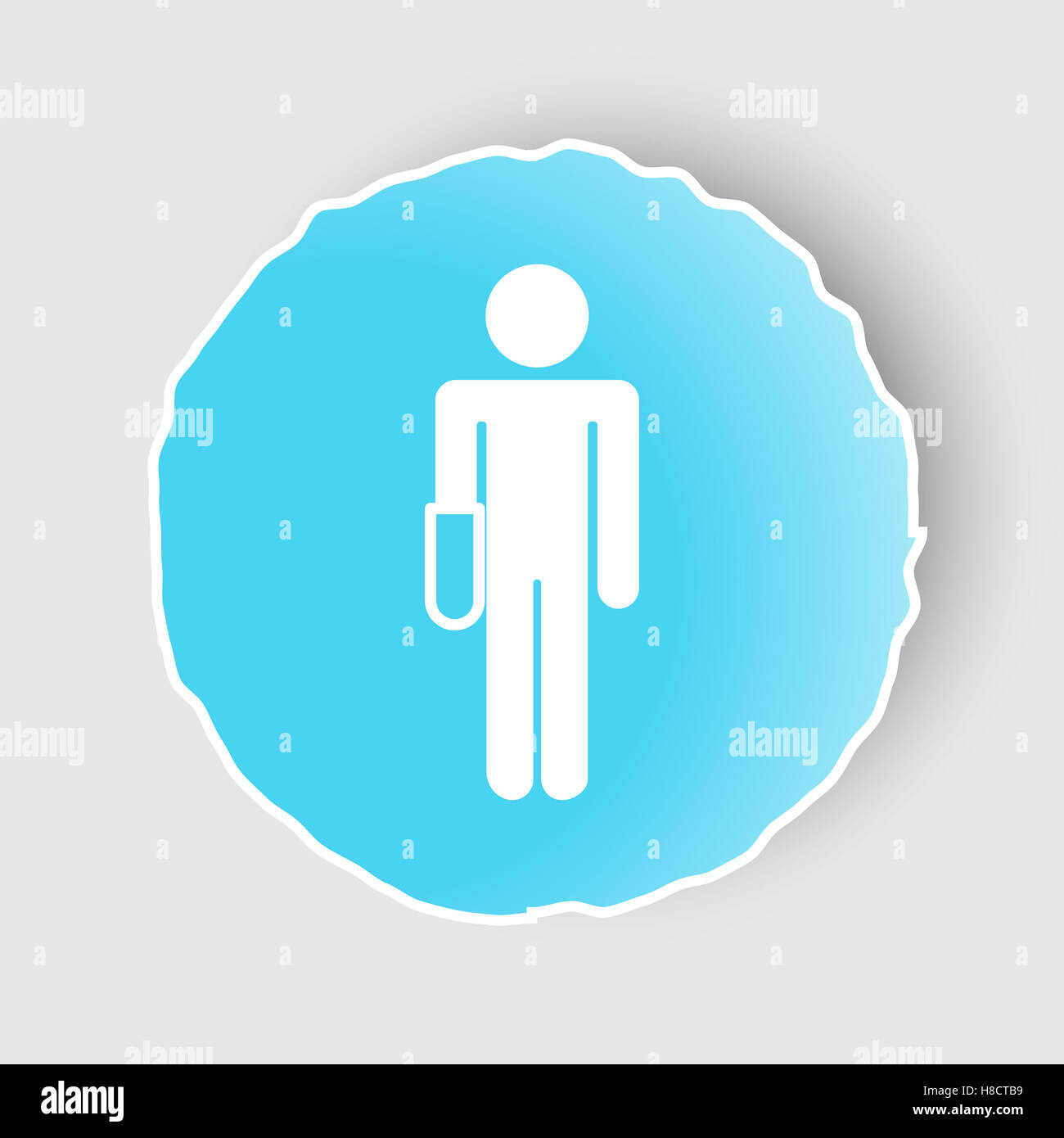 Blue app button with Hand icon on white Stock Photo - Alamy