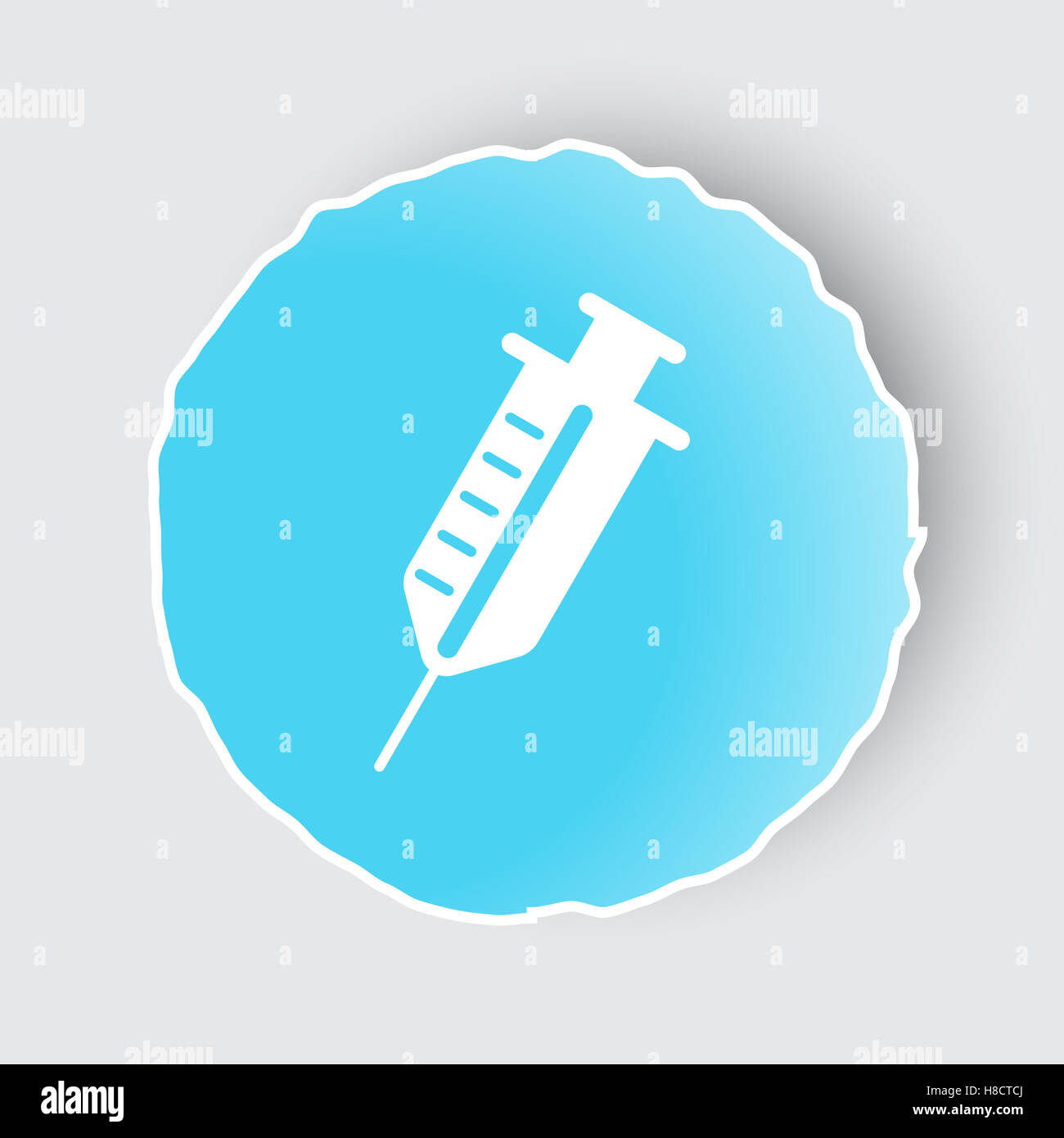 Blue app button with Syringe icon on white Stock Photo - Alamy