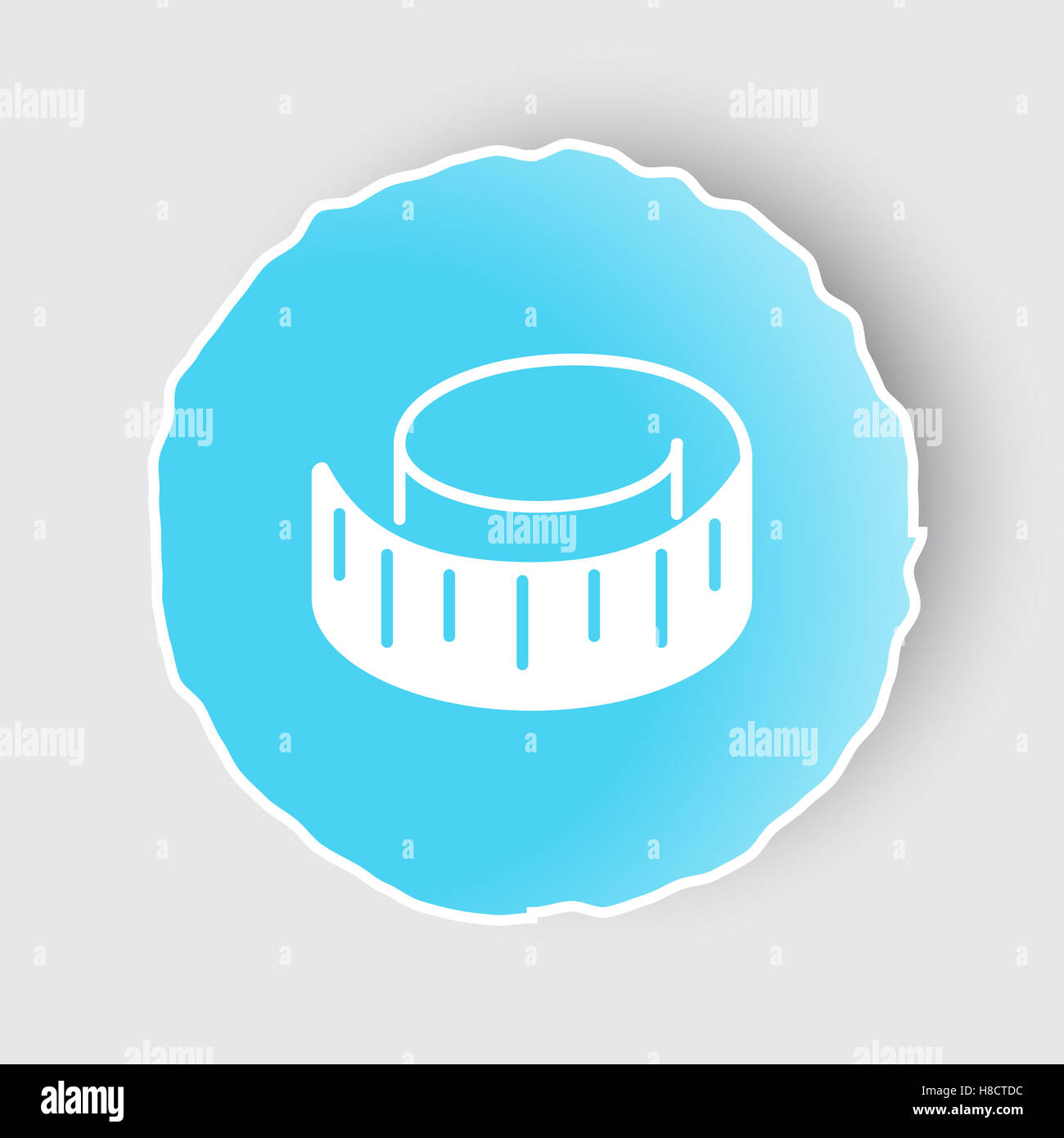 Blue app button with Measuring Tape icon on white Stock Photo - Alamy