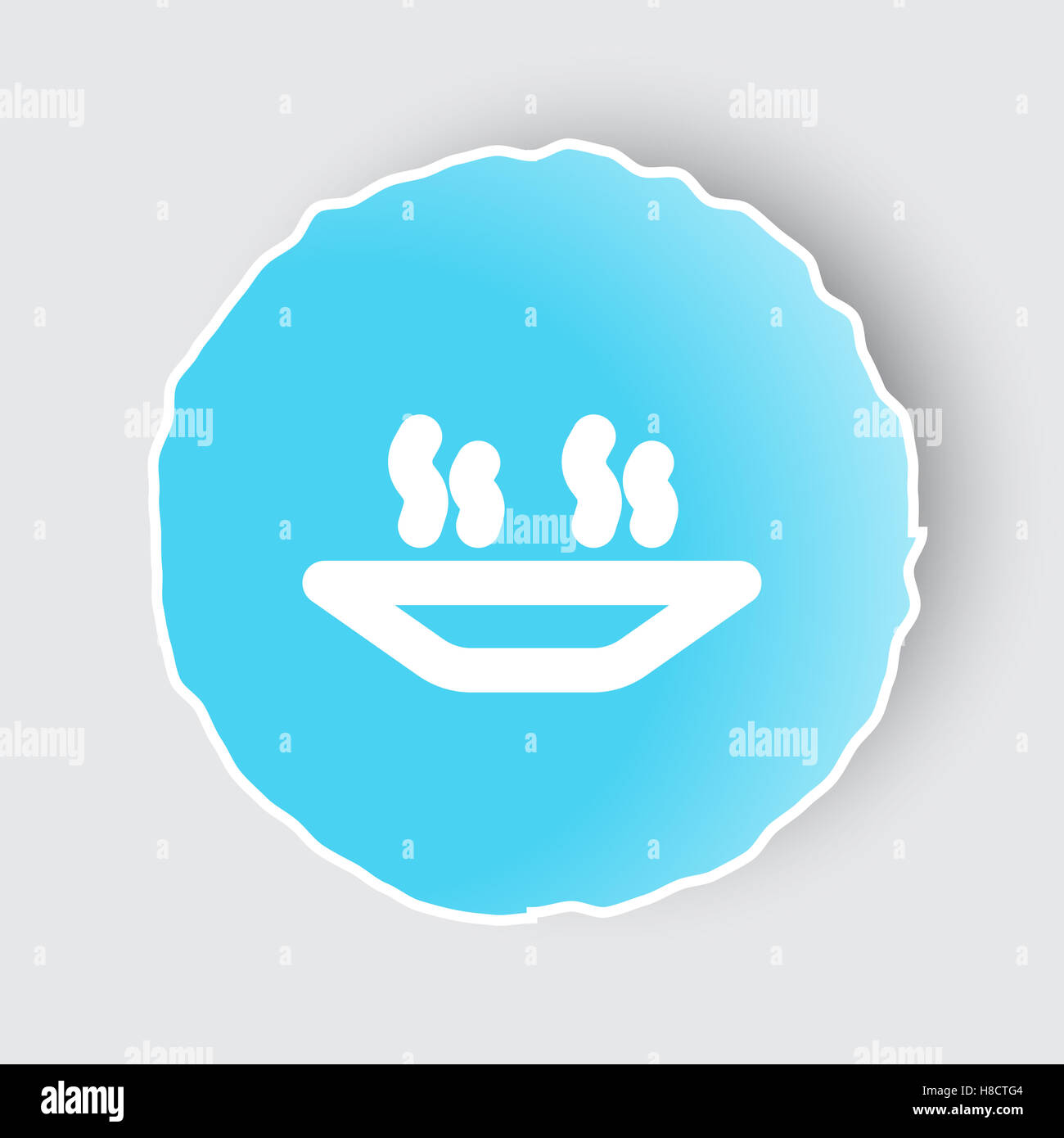 Blue app button with Hot Meal icon on white Stock Photo - Alamy