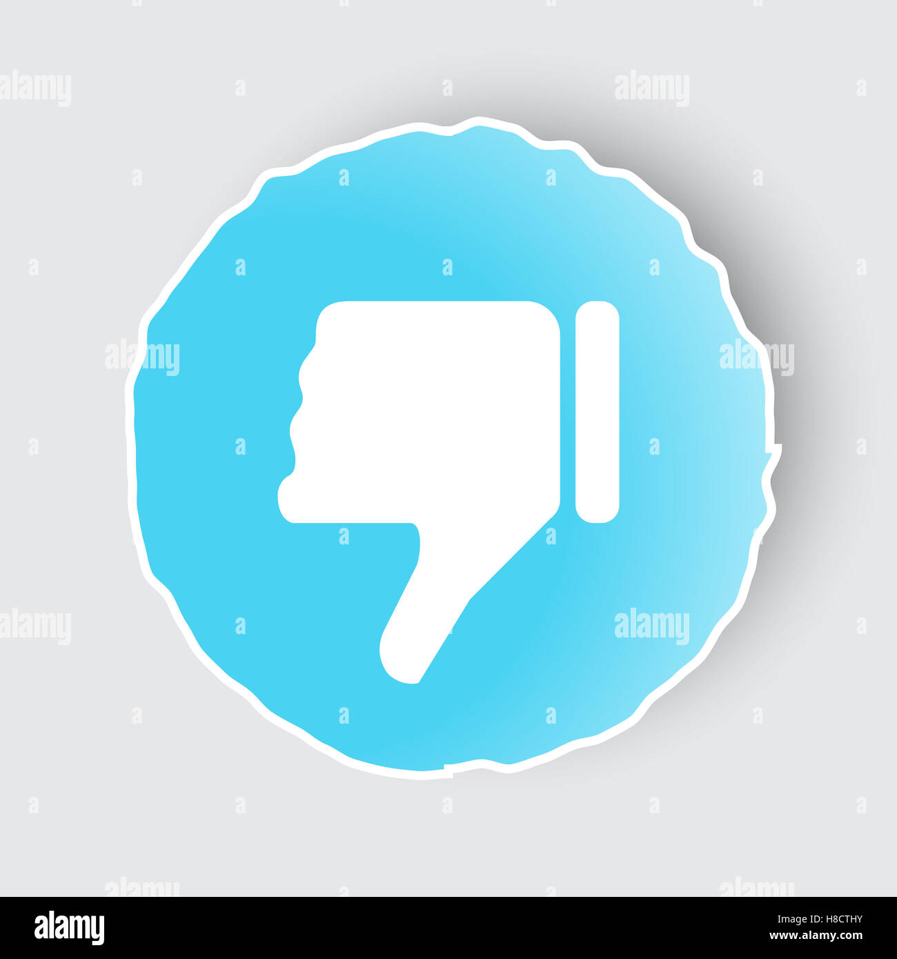 Blue app button with Thumb Down icon on white Stock Photo - Alamy