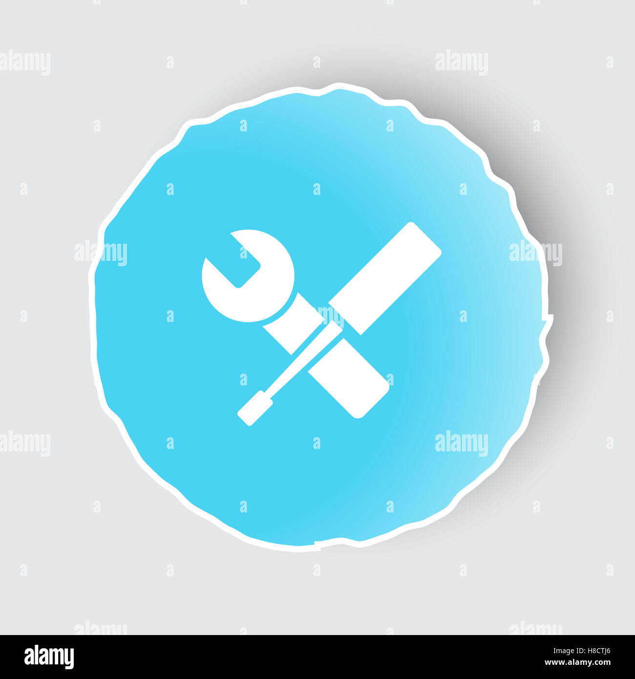 Blue app button with Service icon on white Stock Photo - Alamy