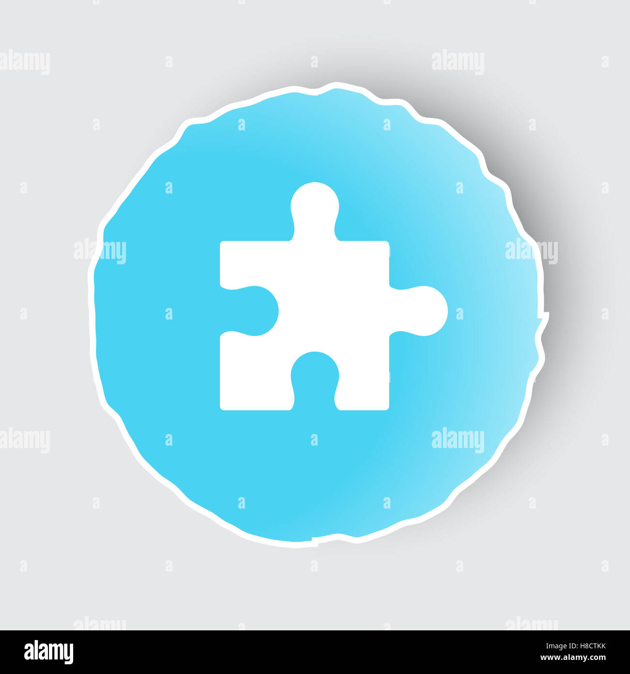 Blue app button with Puzzle icon on white Stock Photo - Alamy