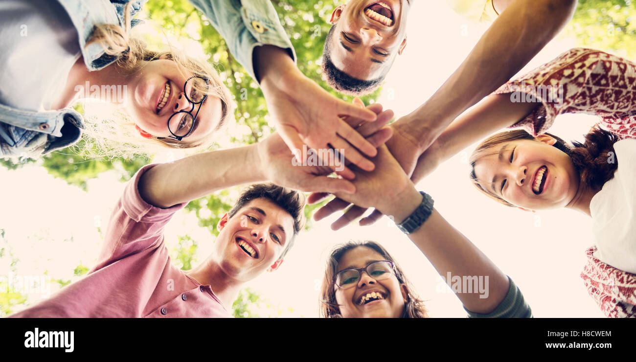 Diverse Teens Hands Together Concept Stock Photo - Alamy