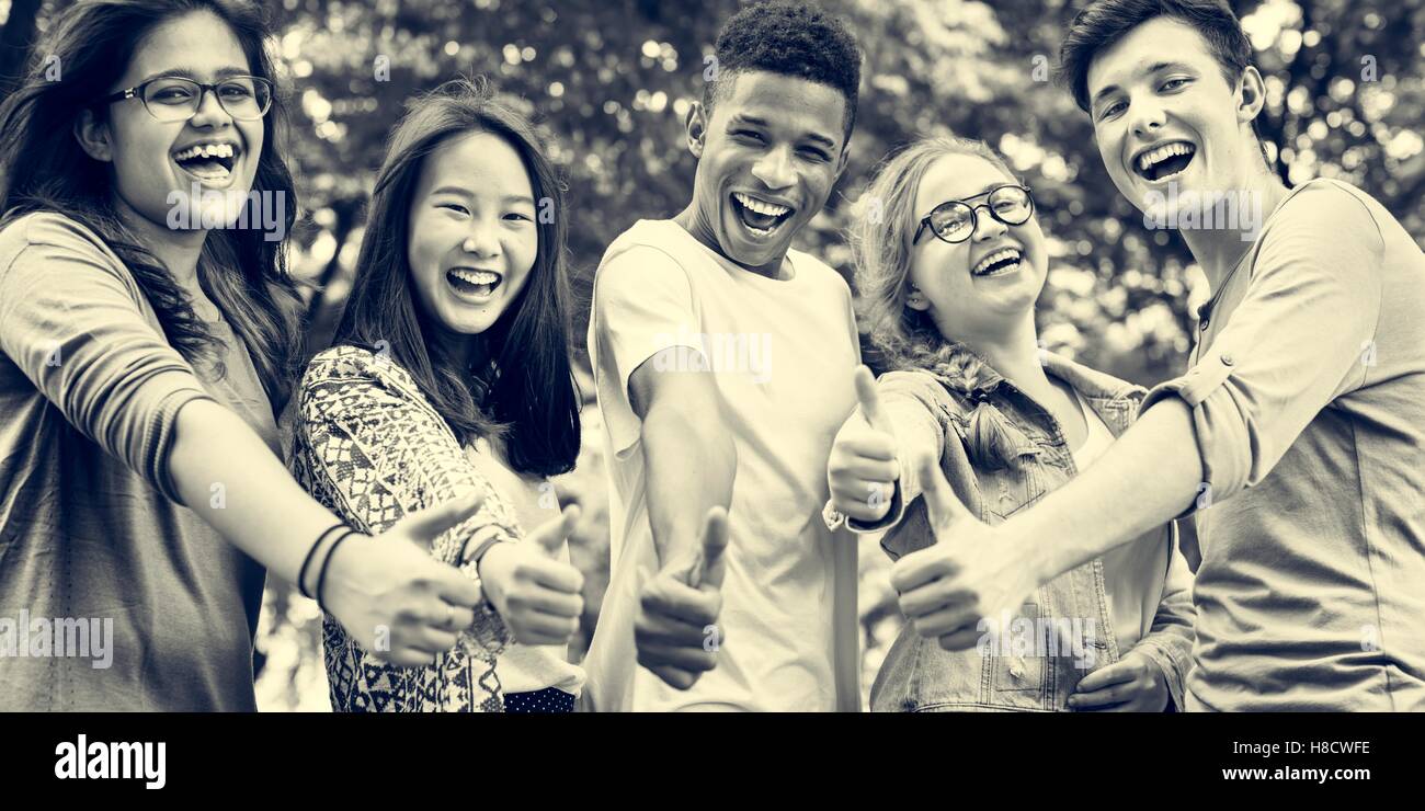 Diverse Group Young People Thumb Up Concept Stock Photo