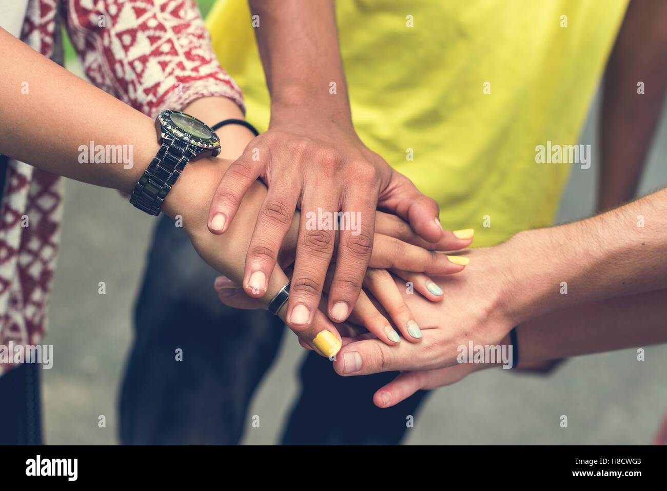 Diverse Teens Hands Together Concept Stock Photo - Alamy