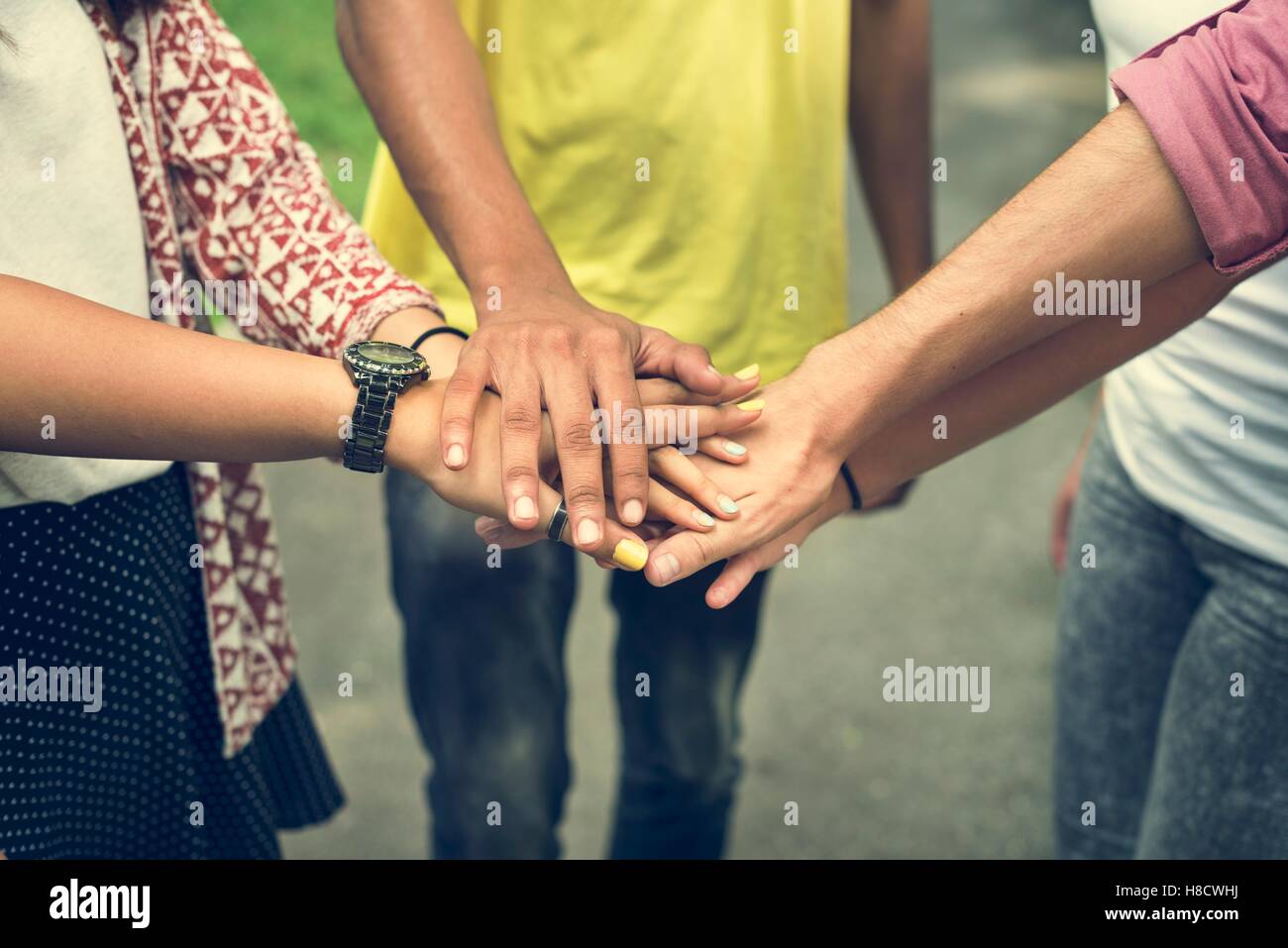 Diverse Teens Hands Together Concept Stock Photo - Alamy
