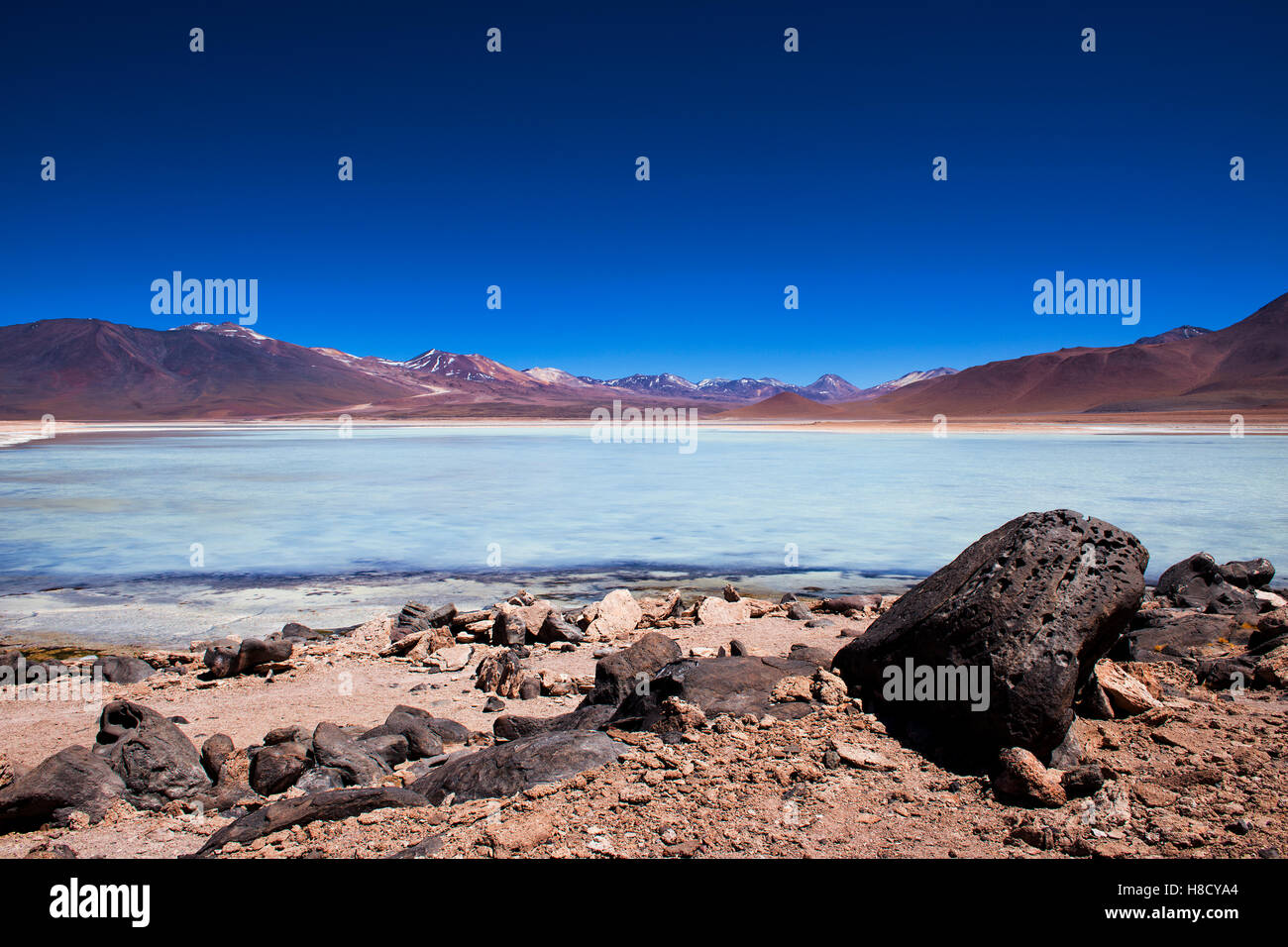 View of the Laguna Blanca in the Potosi Department in Bolivia, South America Stock Photo
