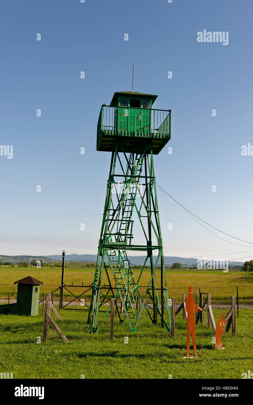 Old watchtower at former Iron Curtain, path of borderline experience Bildein, Oberbildein, Southern Burgenland, Burgenland Stock Photo