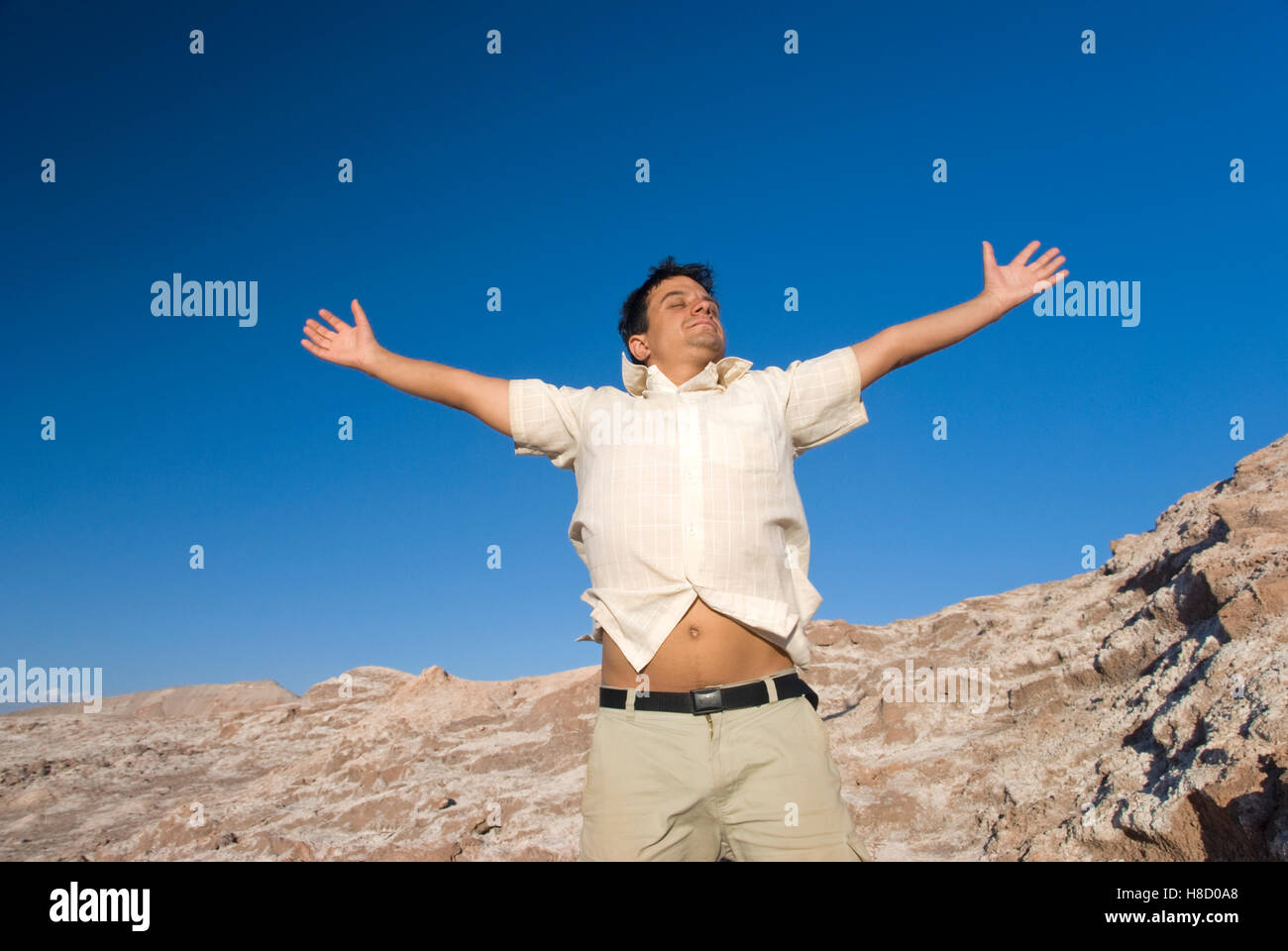 Young man, 25 +, in the Atacama Desert, Chile, South America Stock Photo
