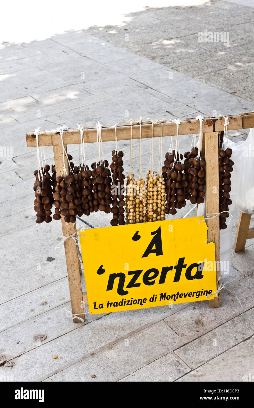 A 'nzerta, traditional way of selling chestnuts and hazelnuts in Mercogliano, Avellino, Campania, Italy, Europe Stock Photo