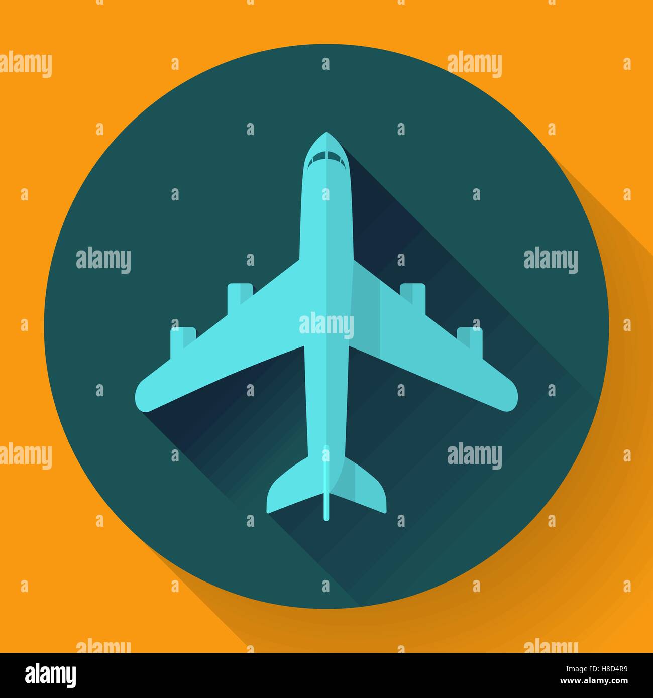 Airplane - vector icon illustration. Flat design style Stock Vector