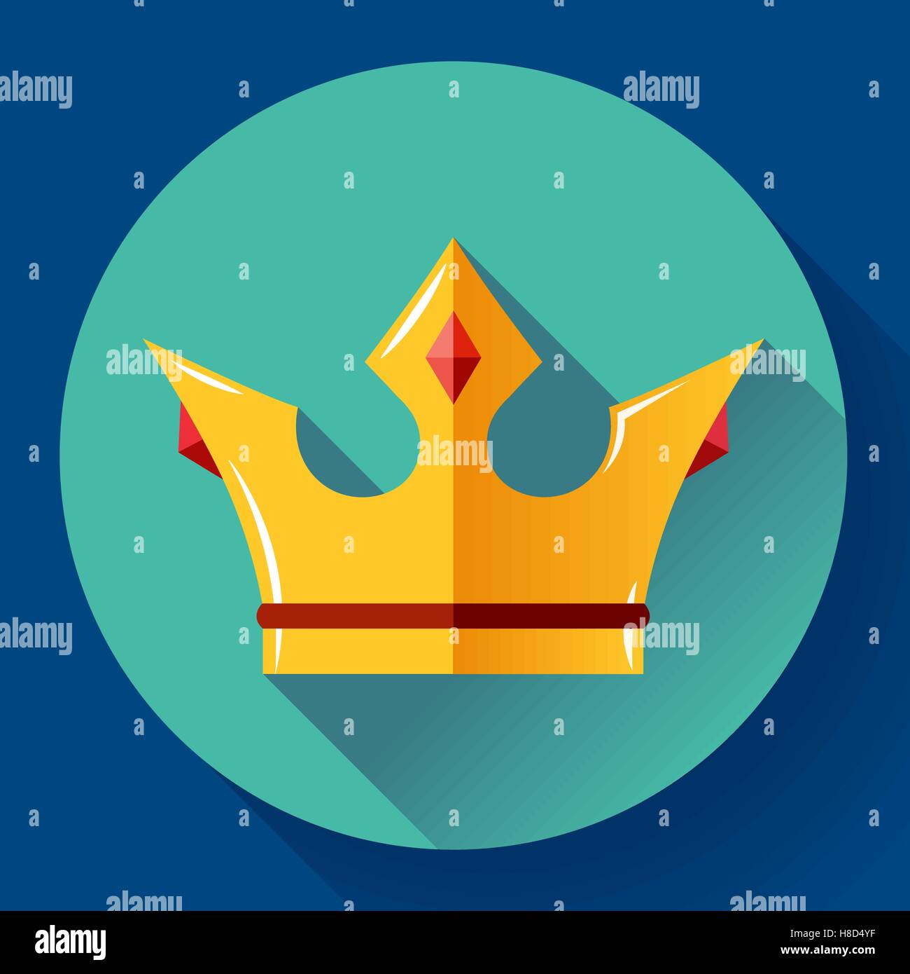 Gold crown with rubies. Flat design style Stock Vector