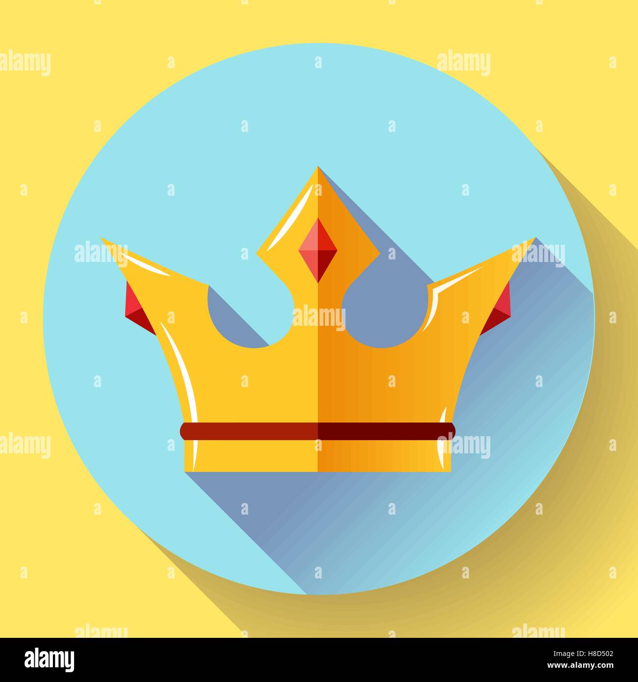 Gold crown with rubies. Flat design style Stock Vector