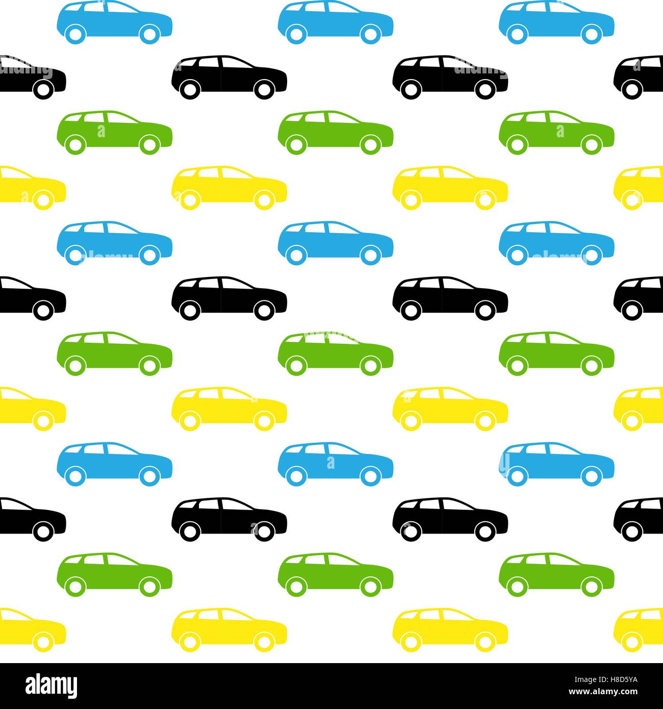 Seamless pattern Colorful Car silhouette. Vector Illustration. Stock Vector