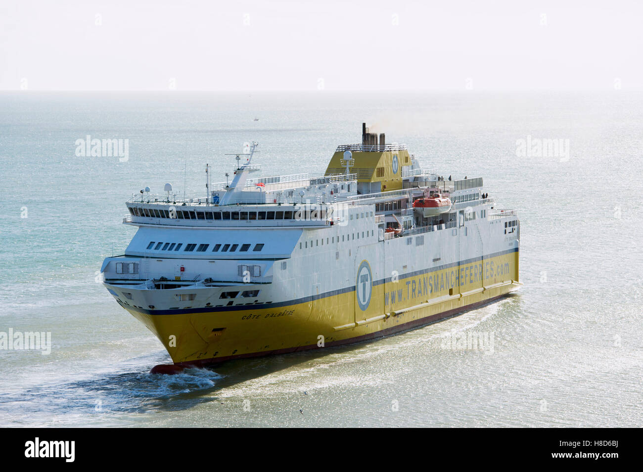 Transmanche Ferry Cote d'Albatre leaves Newhaven harbour East Sussex UK Stock Photo
