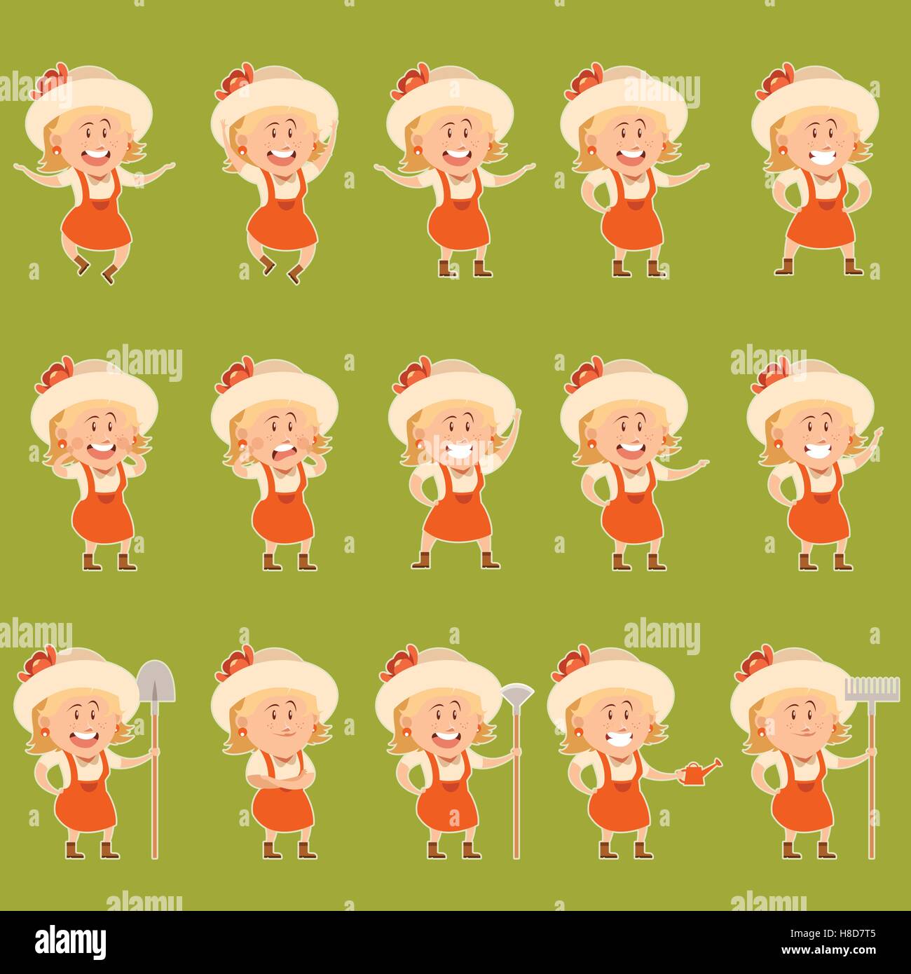 Vector image of the Set of gardener women flat icons Stock Vector Image ...
