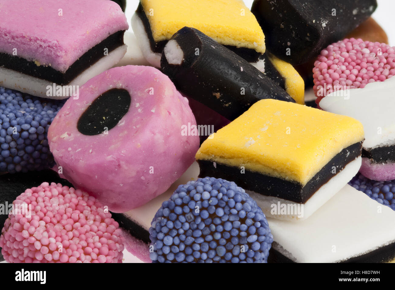 Close up of a selection of liquorice allsorts Stock Photo Alamy