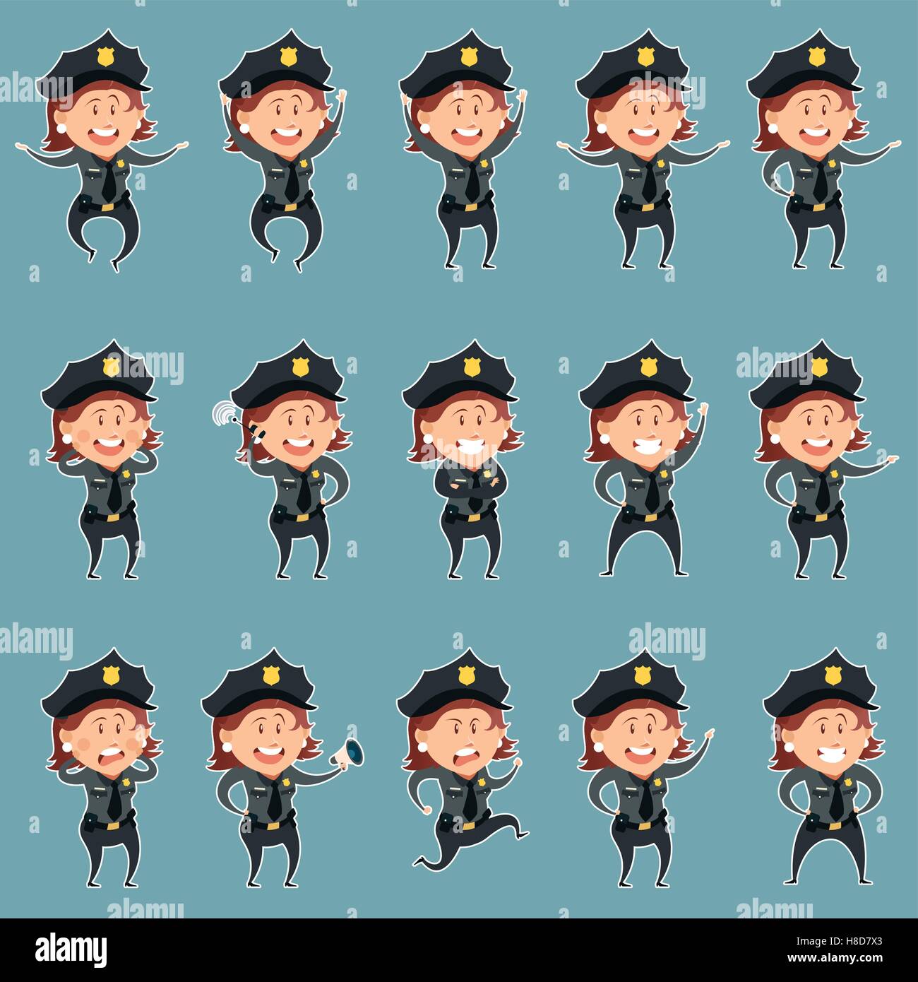 Vector image of the Set of police women flat icons Stock Vector Image ...