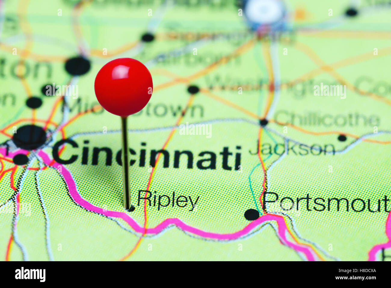 Ripley pinned on a map of Ohio, USA Stock Photo Alamy