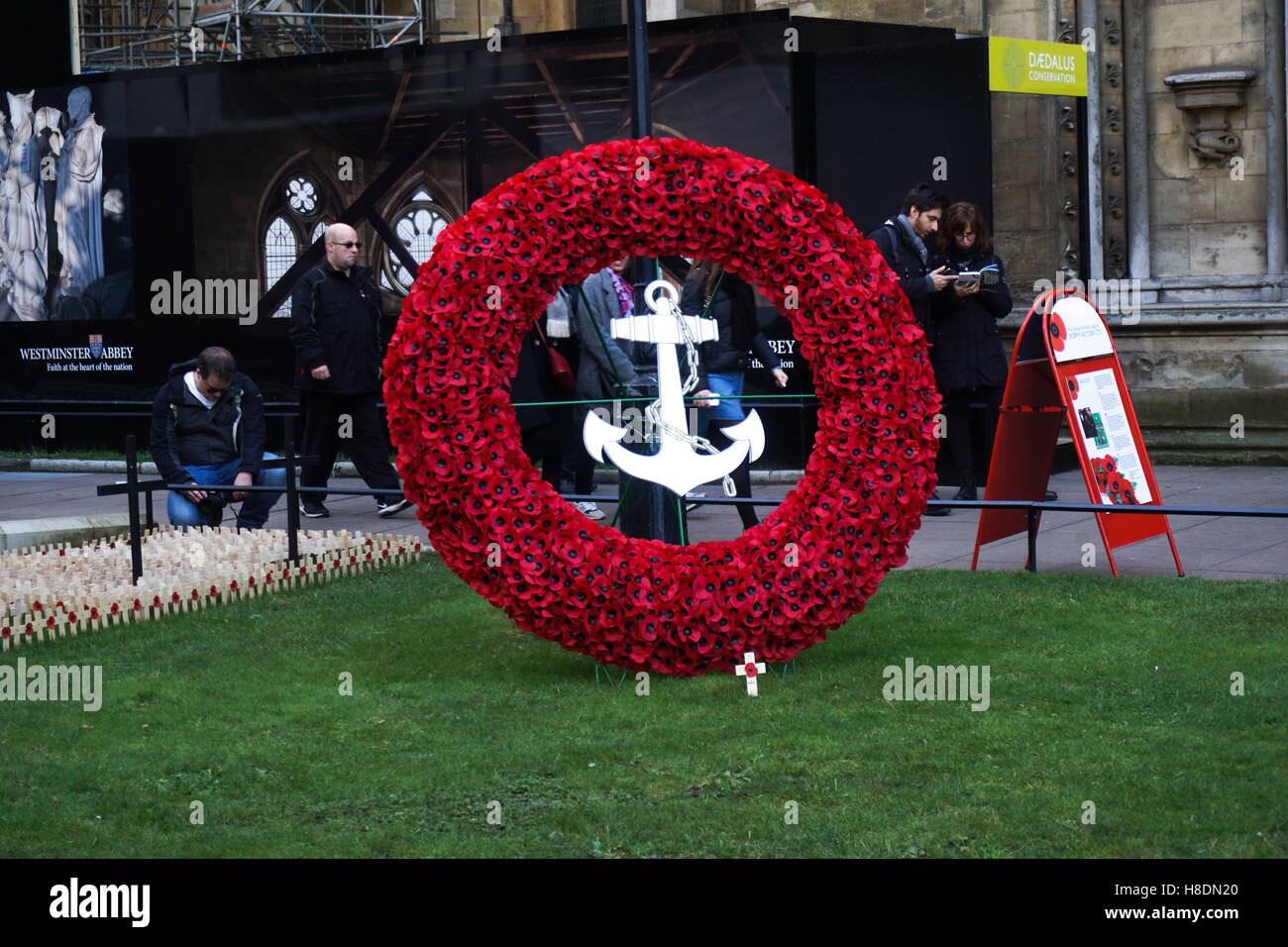 Crowds visit Westminster Abbey on Remembrance Day, November 11, 2016 in