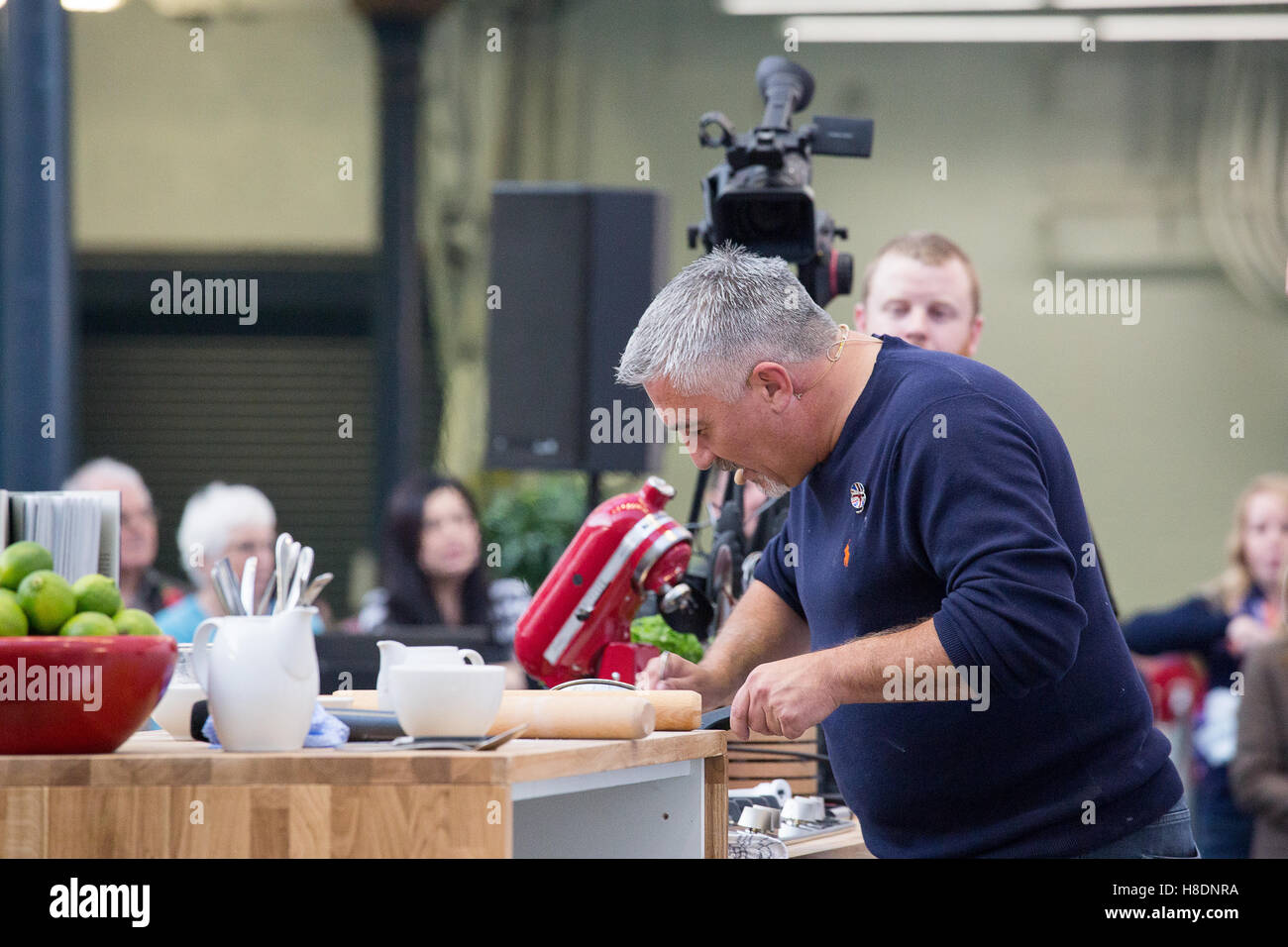 Paul Hollywood gives a cooking demo at the BBC Good Food Show at