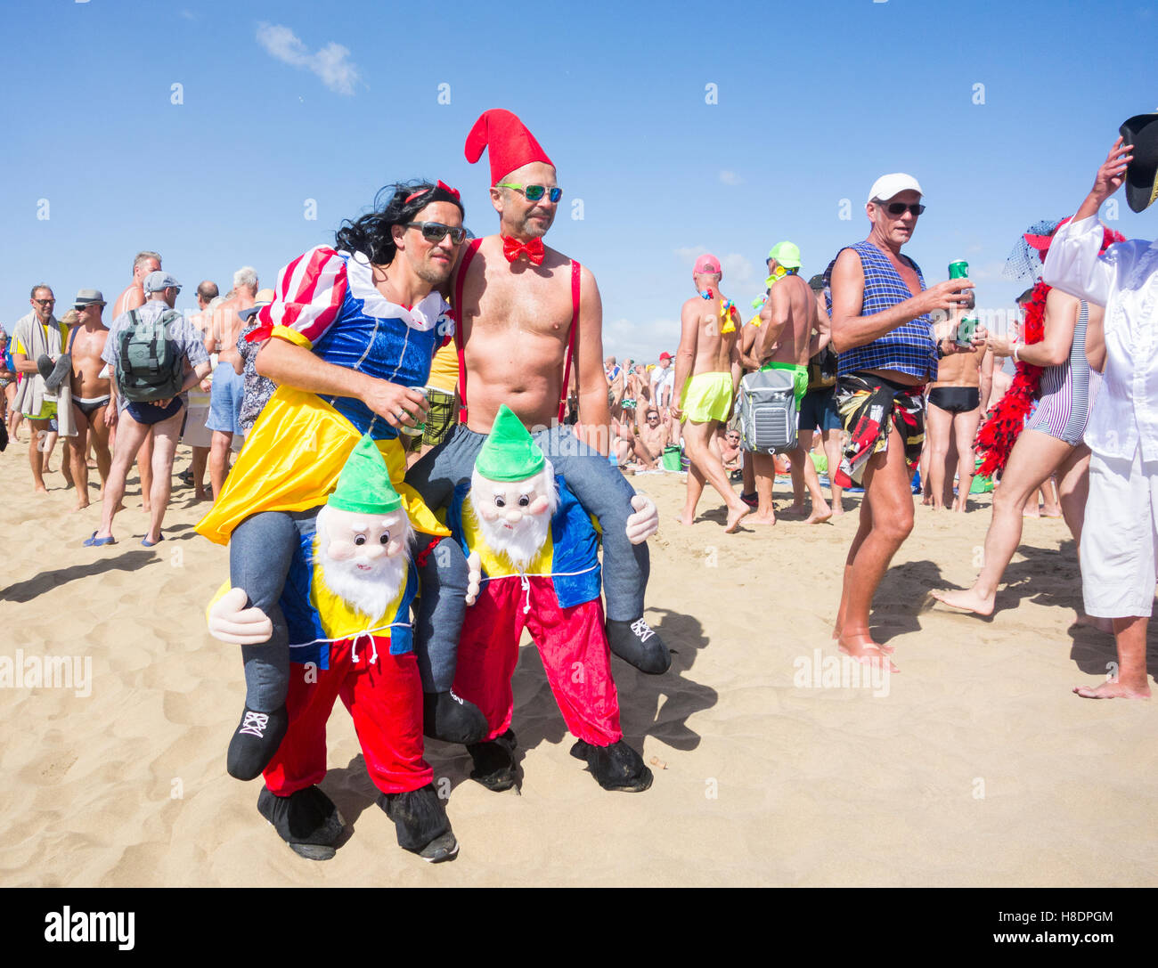nudist carnival Start of German carnival season celebrations on Gay nudist beach at  Maspalomas, Gran Canaria, Canary Islands, Spain Stock Photo - Alamy