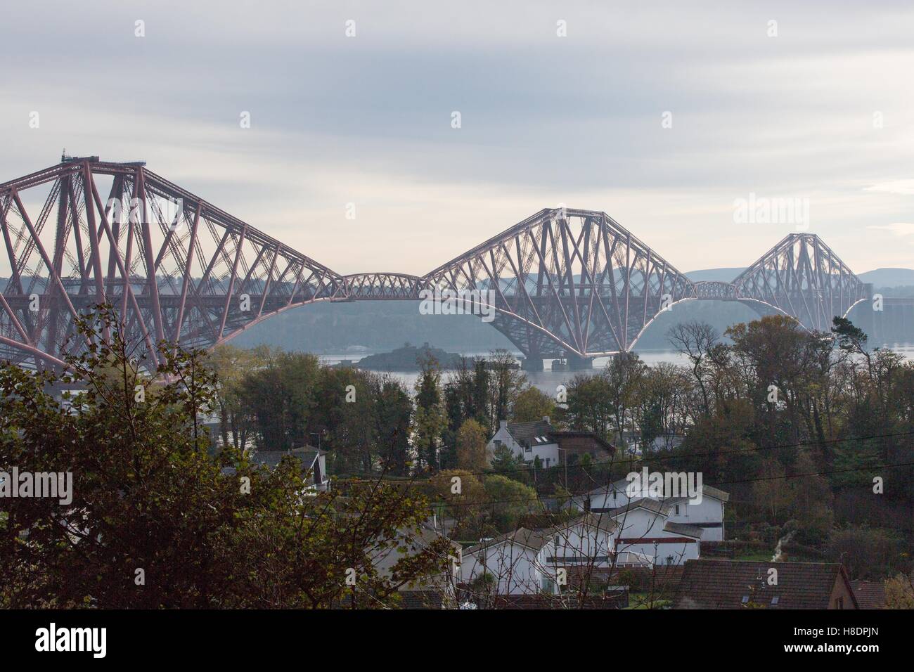 Queensferry, Edinburgh, Scotland, 11th, November, 2016. The Railway Bridge, which still carries both Passengers and Freight.  Photo is taken looking southward from North Queensferry.  Phil Hutchinson/Alamy Live News Stock Photo