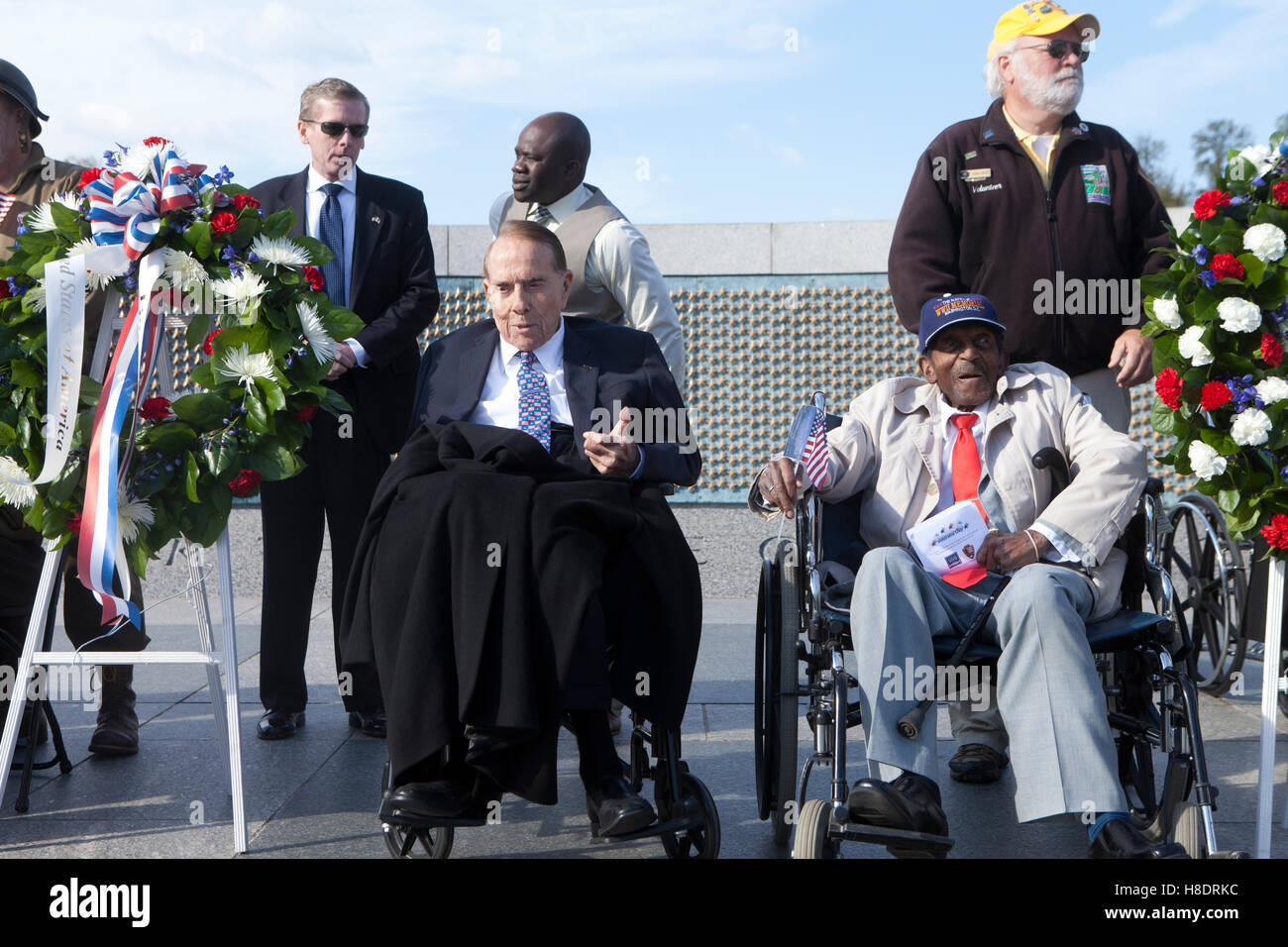 Washington, DC USA, 11th, November 2016: World War II Veterans and families gather at National World War II Memorial to remember and honor those who served in battle for Veterans Day. Pictured: Former US Senator Bob Dole. Credit:  B Christopher/Alamy Live News Stock Photo