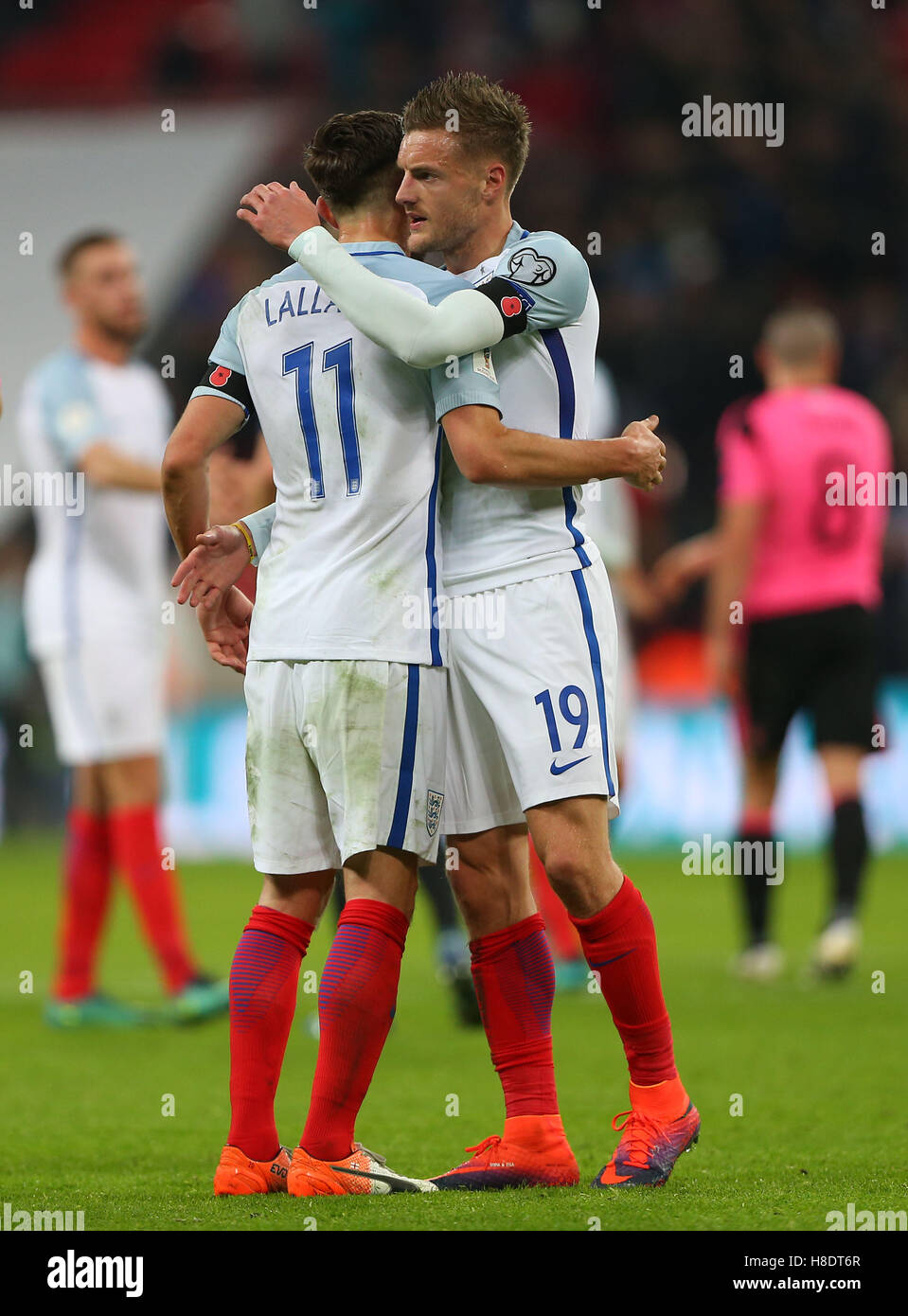 Wembley Stadium, London, UK.11th November 2016. England’s Jamie Vardy ...