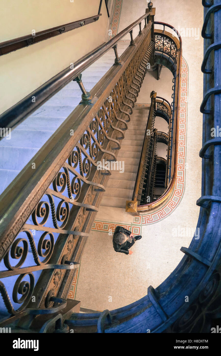 Vintage Ornate Stairwell, NYC, Stock Photo