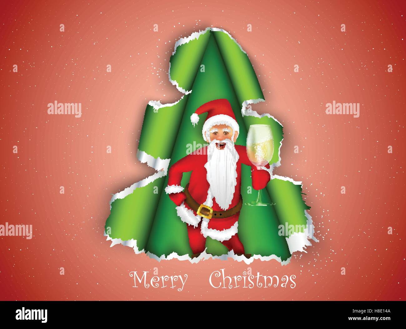 Santa Claus with a gift in the Christmas tree Stock Vector Image & Art ...